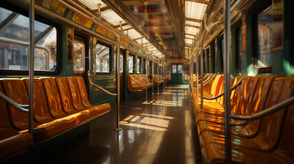 Fototapeta premium View of subway interior. Generative Ai