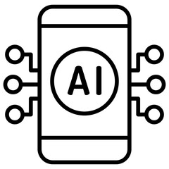 Outline Mobile  ai technology icon