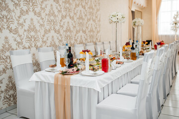 restaurant, beautifully served table with delicious food