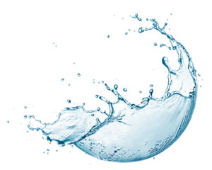 Water splash flowing out from hemisphere shape