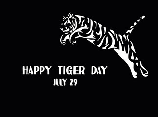 Silhouette of a jumping tiger made with white spots to celebrate International Tiger Day on July 29