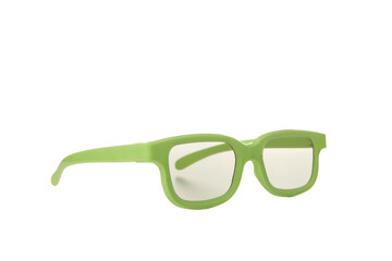 Fototapeta premium PNG, green, transparent glasses, isolated on white background