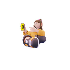 the girl sits back while showing a discount pose from the right