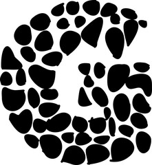 G pebble alphabet letter display font.