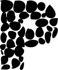 P pebble alphabet letter display font.