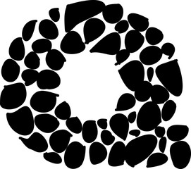Q pebble alphabet letter display font.