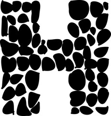 H pebble alphabet letter display font.