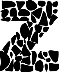 Z pebble alphabet letter display font.
