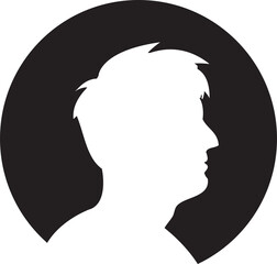Male Face Silhouette in Circle Illustration
