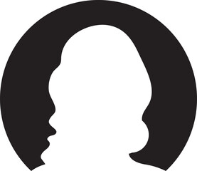 Woman Face Silhouette in Circle Illustration