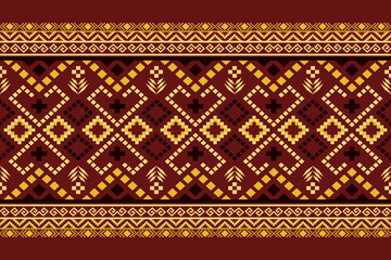 Red traditional ethnic pattern paisley flower Ikat background abstract Aztec African Indonesian Indian seamless pattern for fabric print cloth dress carpet curtains and sarong