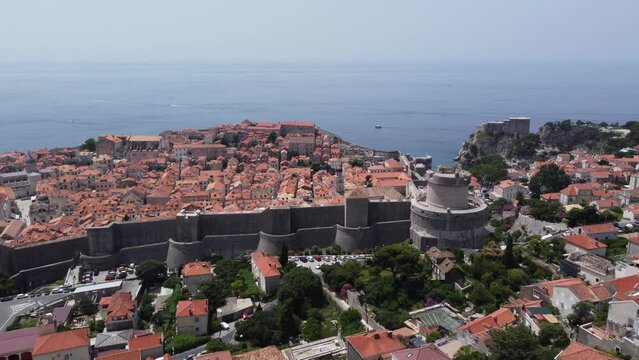 Dubrovnik's Old Town Splendour: Aerial Summer View in 4K