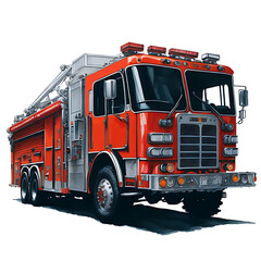 Fire truck. Watercolor illustration 