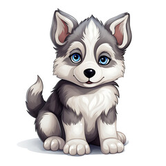 Isolated Siberian Husky Puppy On White Clipart