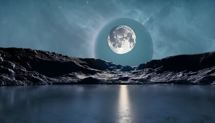 moon over the sea, night dark could , Ai generated 