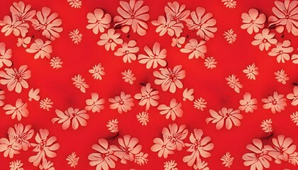pattern with flowers,red fabric texture , Ai generated 