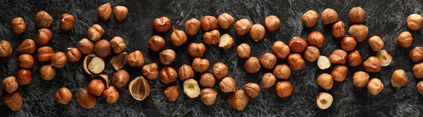 Healthy food and healthy nutrition concept, nuts - hazelnut