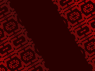 High contrast red and black glossy stripes background. Luxurious batik ornament. Abstract technology graphic banner design. Vector corporate background.