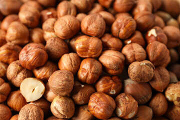 Healthy food and healthy nutrition concept, nuts - hazelnut