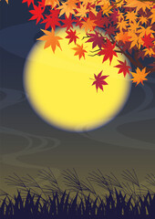 秋　お月見　うさぎ　背景
