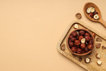 Healthy food and healthy nutrition concept, nuts - hazelnut