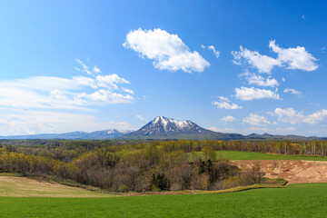 北海道京極町、望羊の丘から眺めた尻別岳【5月】
