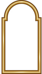 Ramadan window frame shape. Islamic golden arch. Muslim mosque element of architecture with ornament. Turkish gate and door