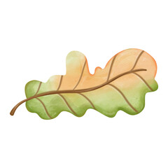 Oak Leaf in Autumn, Seasonal Element Illustration