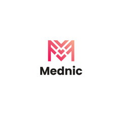 M Letter Mednic Vector Format Logo Design