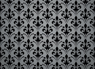 Flower geometric pattern. Seamless vector background. Black and gray ornament. Ornament for fabric, wallpaper, packaging. Decorative print