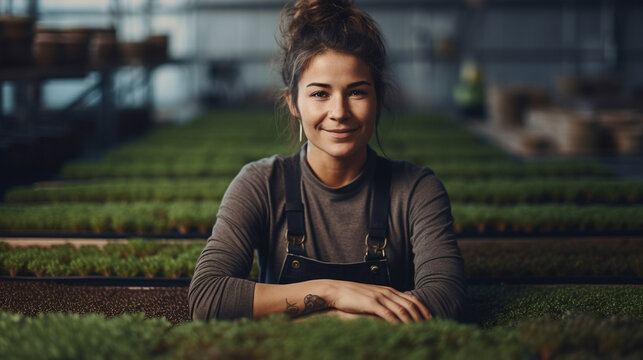 Cropped Portrait Of Attractive Employee Standing With Micro Greens