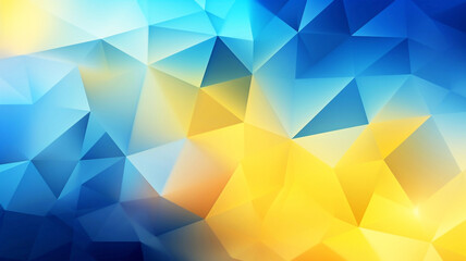 Abstract background of triangles in blue and yellow colors. Low Poly Background