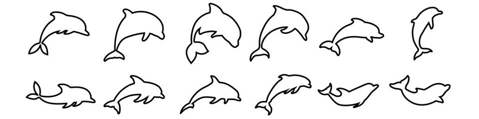 Dolphin icon vector set. Fish illustration sign collection. killer whale symbol. Sea ​​life logo.