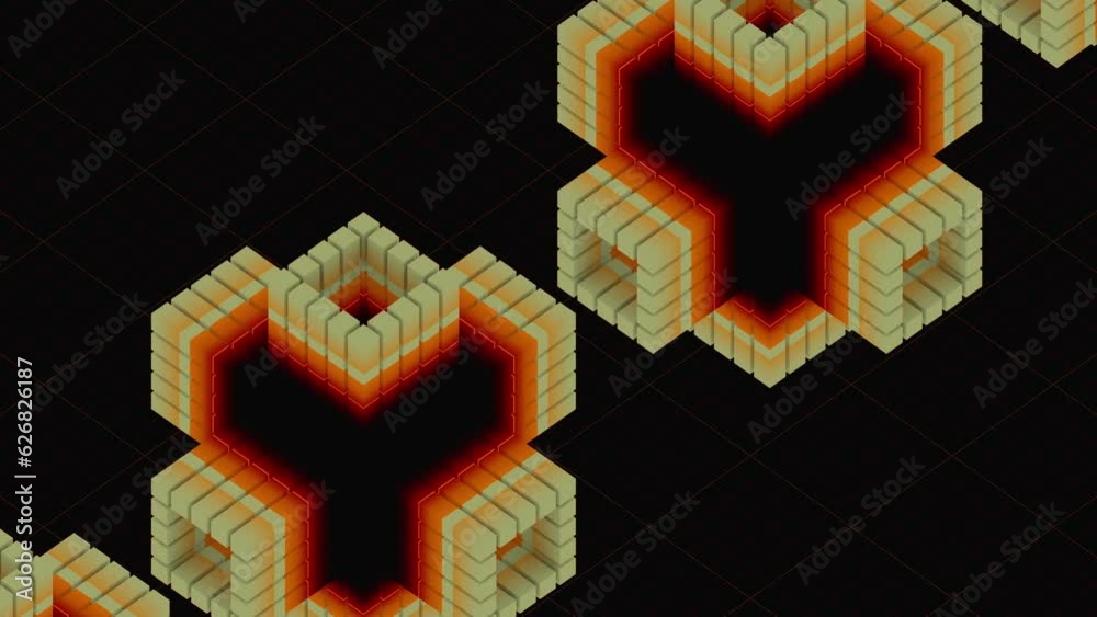 Aufkleber Trendy abstract digital background with geometric rectangular shapes seamless loop animation. 3d rendering. 4K, Ultra HD resolution