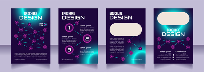 Network architecture blank brochure design. Template set with copy space for text. Premade corporate reports collection. Editable 4 paper pages. Bebas Neue, Audiowide, Roboto Light fonts used