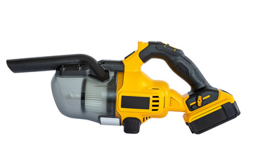 Cordless vacuum cleaner for home and car isolated on white background.