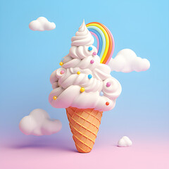 Ice cream 3d vector icon.GenerativeAI.