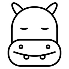 Outline Hippopotamus face icon