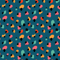 Abstract Leopard Skin Seamless Patterns. Animal print. geometric folklore ornament for textile banner, cover, wallpaper. Vector illustration.