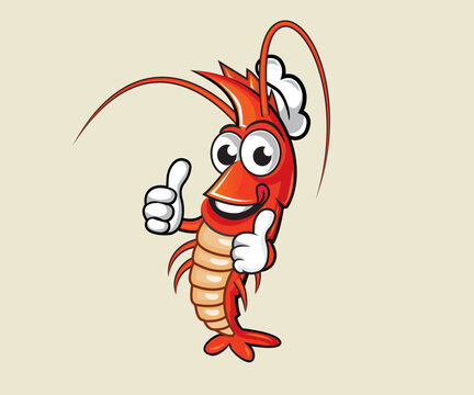 Shrimp Character design, Shrimp Mascot, Funny shrimp