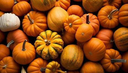 Pumpkins and squashes, Thanksgiving or Autumnal background , generative AI