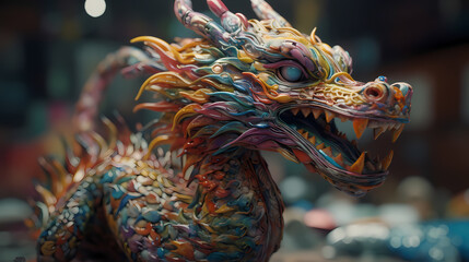 Fototapeta na wymiar Traditional chinese dragon colorful representation dragon