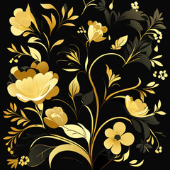 gold and black flower , black, gold, flower, luxury, Florals Paper, Vintage Floral, aged, old look, flowers 