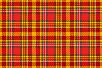 Background check fabric of seamless vector tartan with a plaid textile texture pattern.