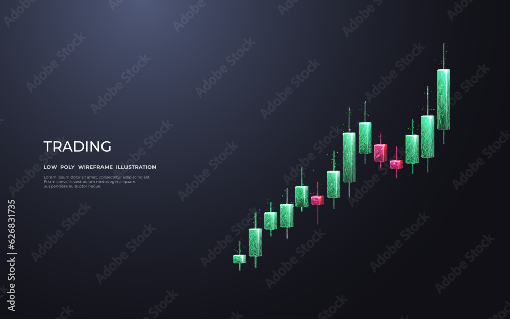 Aufkleber japanese candlesticks consist of connected dots, lines on dark gray background. stock market and inv