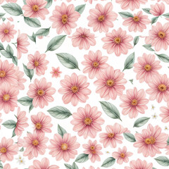 Beautiful seamless pattern with pink flowers