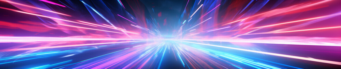 Fototapeta premium Light Speed Hyperspace Background, Colorful Light Streaks Depicting Motion, Generative AI
