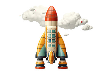 Colorful rocket isolated on transparent background. Generative Ai