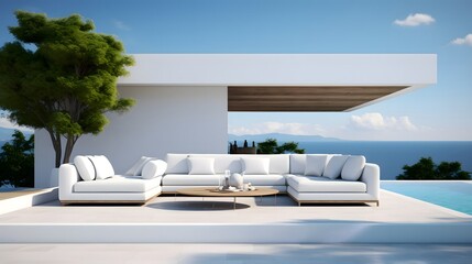 Fototapeta na wymiar exterior design of luxury pool villa architecture