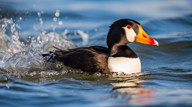 Bulbous Beak Beauty: Male Surf Scoter in Natural Habitat: Generative AI